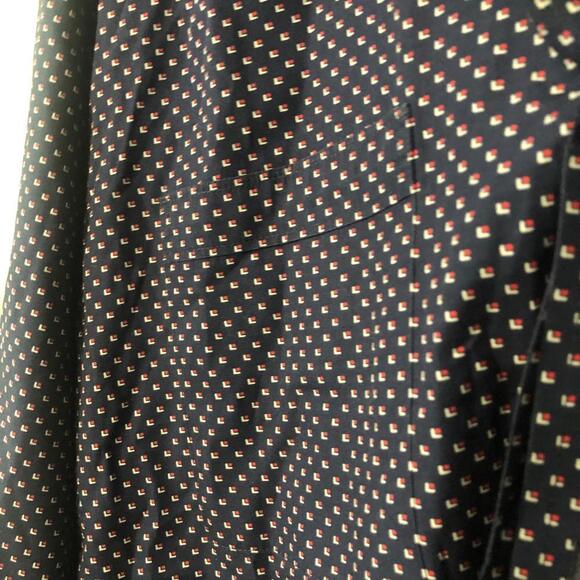 Express Mens Fitted Polka Dot Button Down Shirt Navy Blue Lrge - Picture 5 of 7